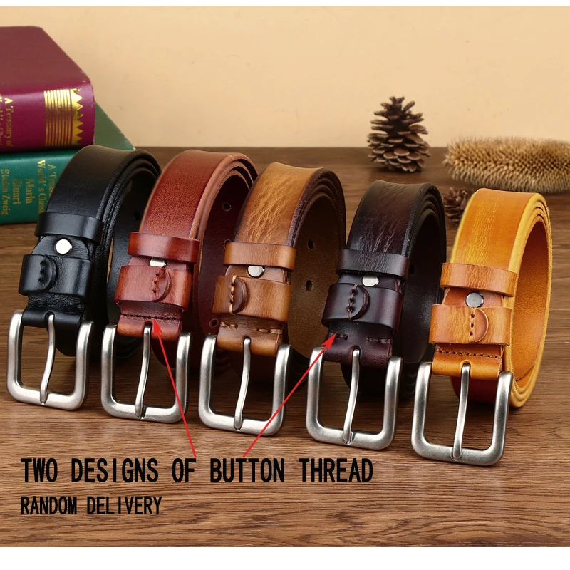 Mens Belts Top Cowhide Full Match Casual Jeans Vintage Luxury High Quality Male Designer Genuine Leather Belt For Men