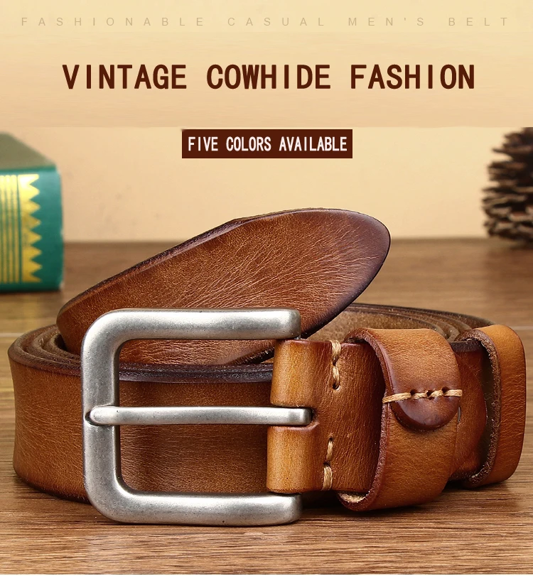 Mens Belts Top Cowhide Full Match Casual Jeans Vintage Luxury High Quality Male Designer Genuine Leather Belt For Men
