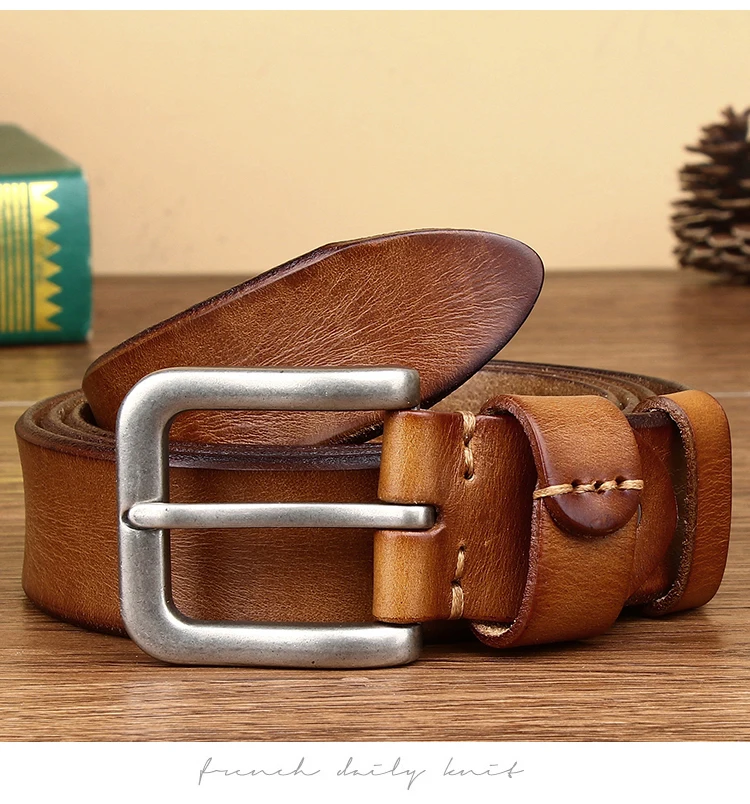 Mens Belts Top Cowhide Full Match Casual Jeans Vintage Luxury High Quality Male Designer Genuine Leather Belt For Men