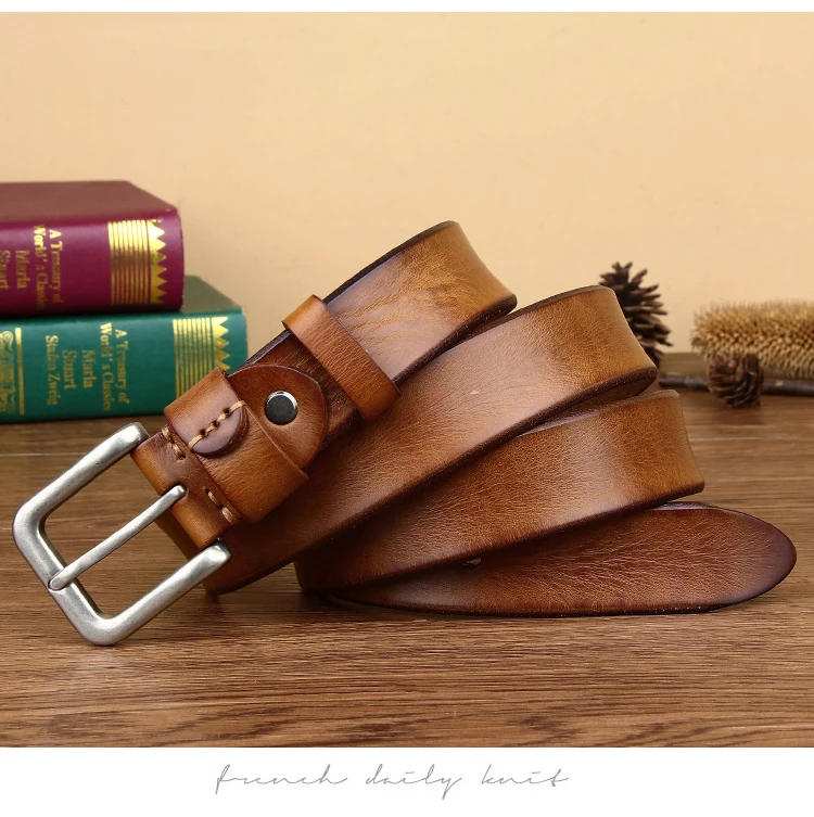Mens Belts Top Cowhide Full Match Casual Jeans Vintage Luxury High Quality Male Designer Genuine Leather Belt For Men