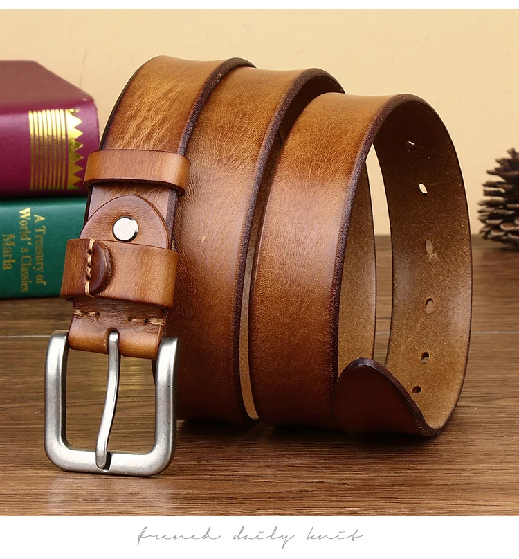 Mens Belts Top Cowhide Full Match Casual Jeans Vintage Luxury High Quality Male Designer Genuine Leather Belt For Men