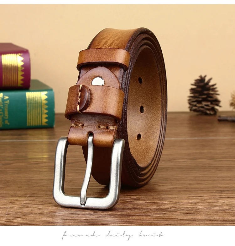 Mens Belts Top Cowhide Full Match Casual Jeans Vintage Luxury High Quality Male Designer Genuine Leather Belt For Men