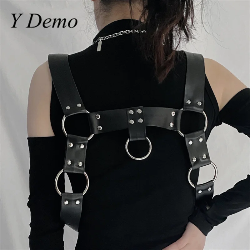 Y Demo Techwear Punk Metal Buckles Women Straps Belt Rock Adjustable Body Harness Female Dress Accessory