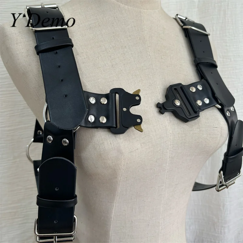 Y Demo Techwear Punk Metal Buckles Women Straps Belt Rock Adjustable Body Harness Female Dress Accessory
