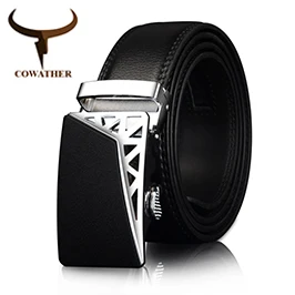 COWATHER Good mens belt luxury high quality cow genuine leather belts for men automatic buckle fashion waist male