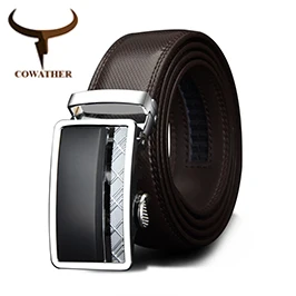 COWATHER Good mens belt luxury high quality cow genuine leather belts for men automatic buckle fashion waist male