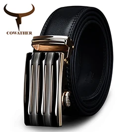 COWATHER Good mens belt luxury high quality cow genuine leather belts for men automatic buckle fashion waist male