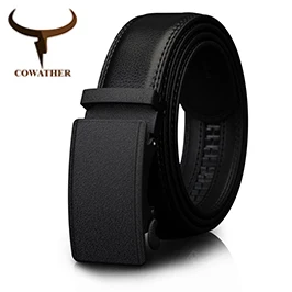 COWATHER Good mens belt luxury high quality cow genuine leather belts for men automatic buckle fashion waist male