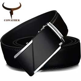 COWATHER Good mens belt luxury high quality cow genuine leather belts for men automatic buckle fashion waist male