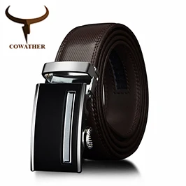 COWATHER Good mens belt luxury high quality cow genuine leather belts for men automatic buckle fashion waist male
