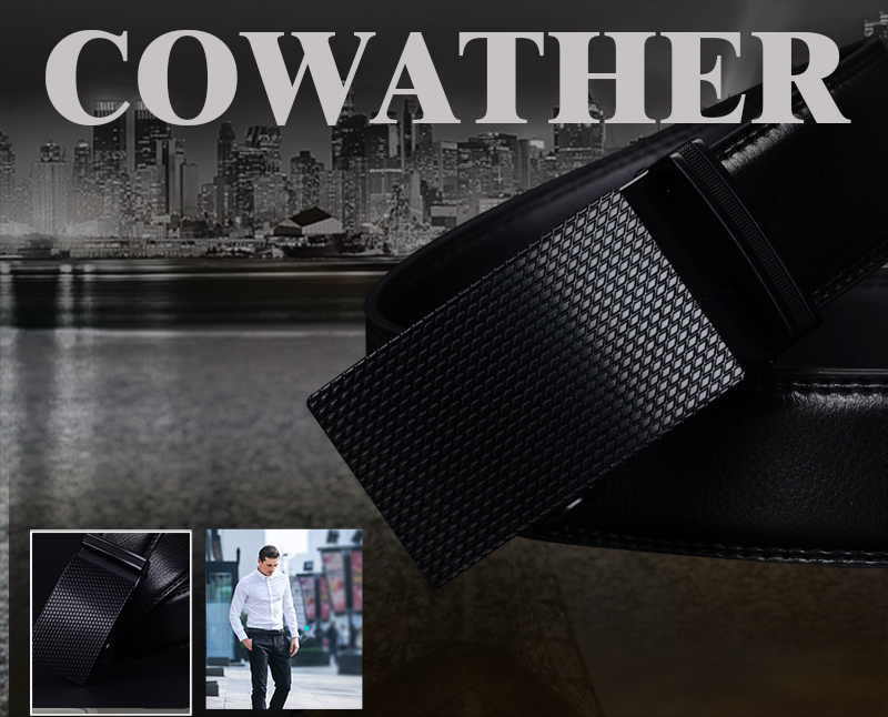 COWATHER Good mens belt luxury high quality cow genuine leather belts for men automatic buckle fashion waist male