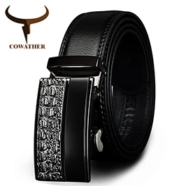 COWATHER Good mens belt luxury high quality cow genuine leather belts for men automatic buckle fashion waist male