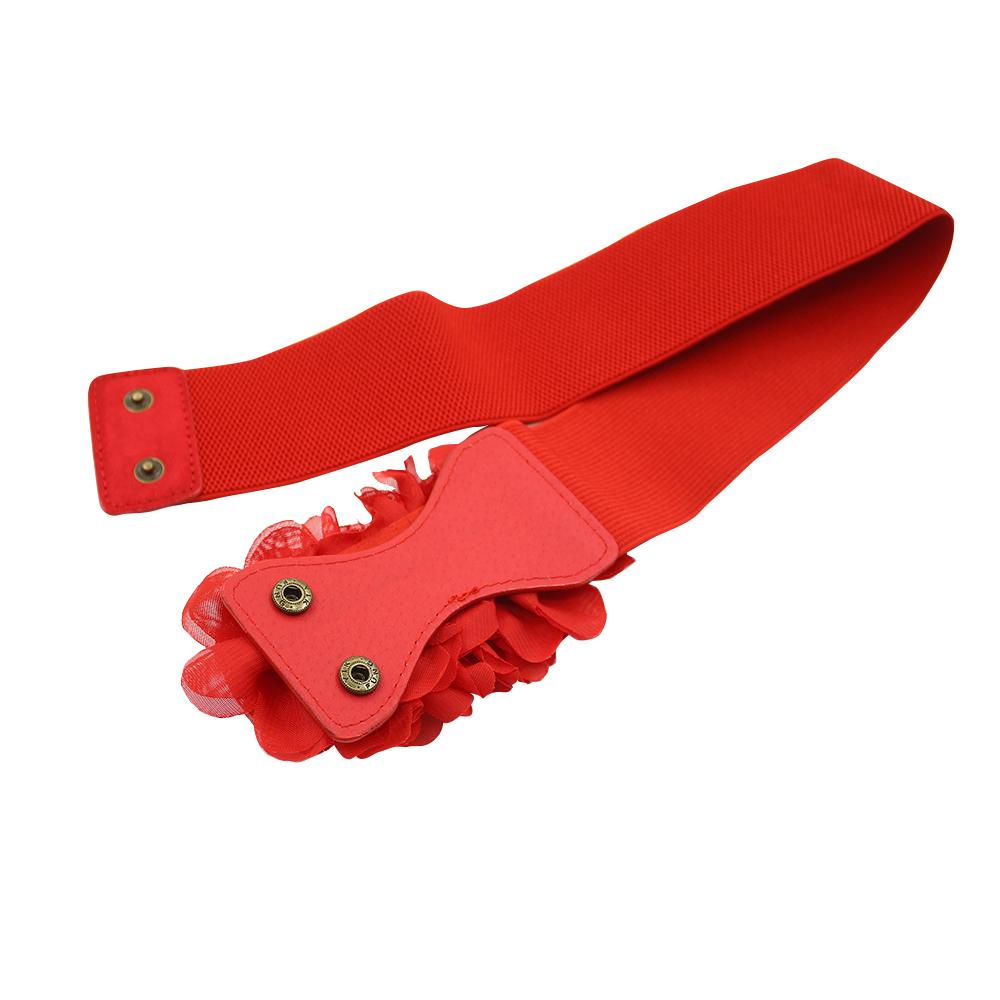 Fashion Belt For Women's Double Rose Flowers Elastic Stretch Waist Belt Wide Stretch Waistband