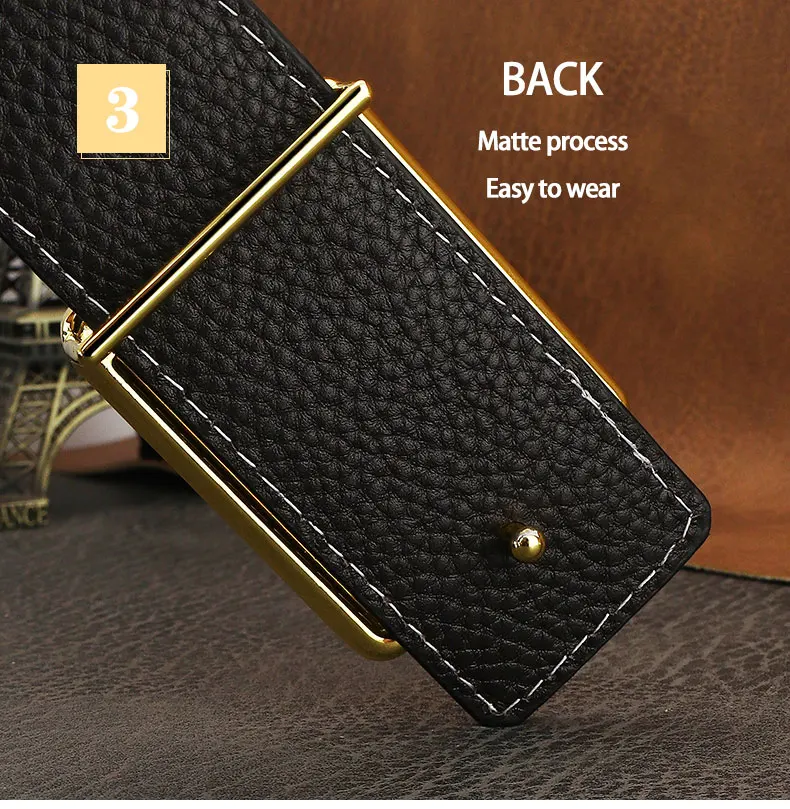 Designer Square Slide Fashion Buckle Brown Belts High Quality Men Full Grain Leather Luxury Famous Brand Young Men Ceinture Homm