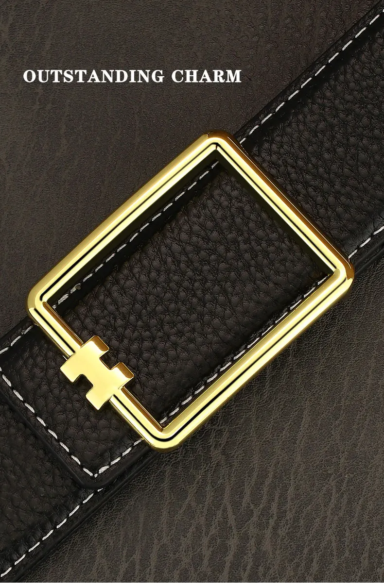Designer Square Slide Fashion Buckle Brown Belts High Quality Men Full Grain Leather Luxury Famous Brand Young Men Ceinture Homm