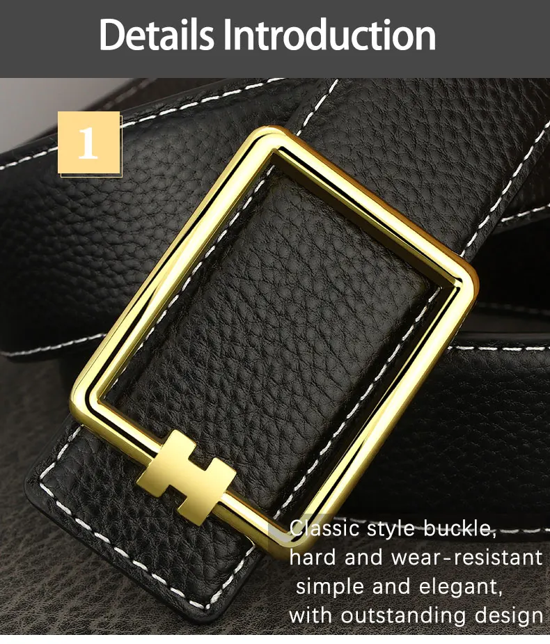 Designer Square Slide Fashion Buckle Brown Belts High Quality Men Full Grain Leather Luxury Famous Brand Young Men Ceinture Homm