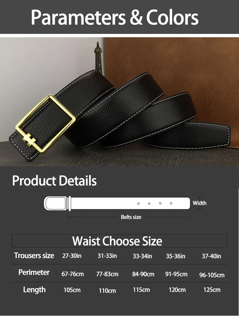 Designer Square Slide Fashion Buckle Brown Belts High Quality Men Full Grain Leather Luxury Famous Brand Young Men Ceinture Homm