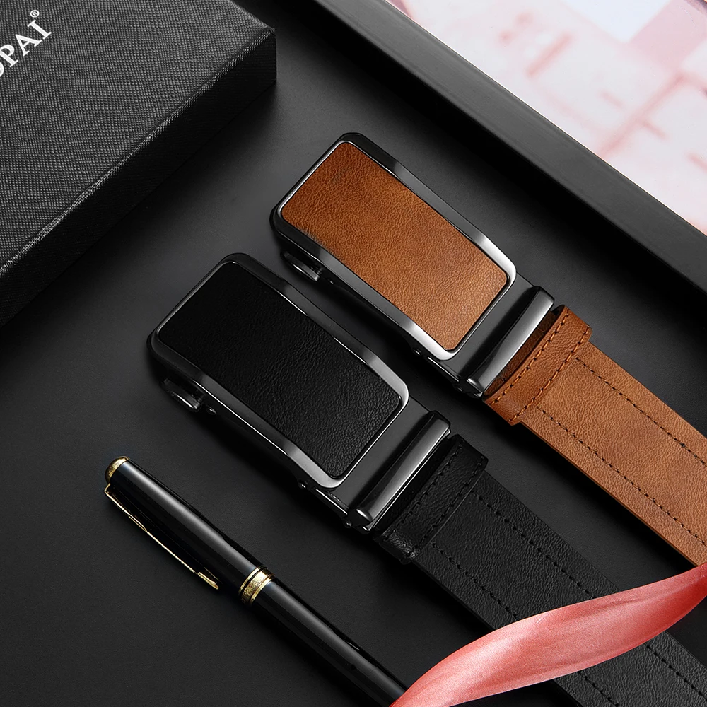 Automatic Buckle Belt for Men Famous Brand Business Belt Men High-quality PU Leather Waist Straps Black Male Jeans Belts for Men