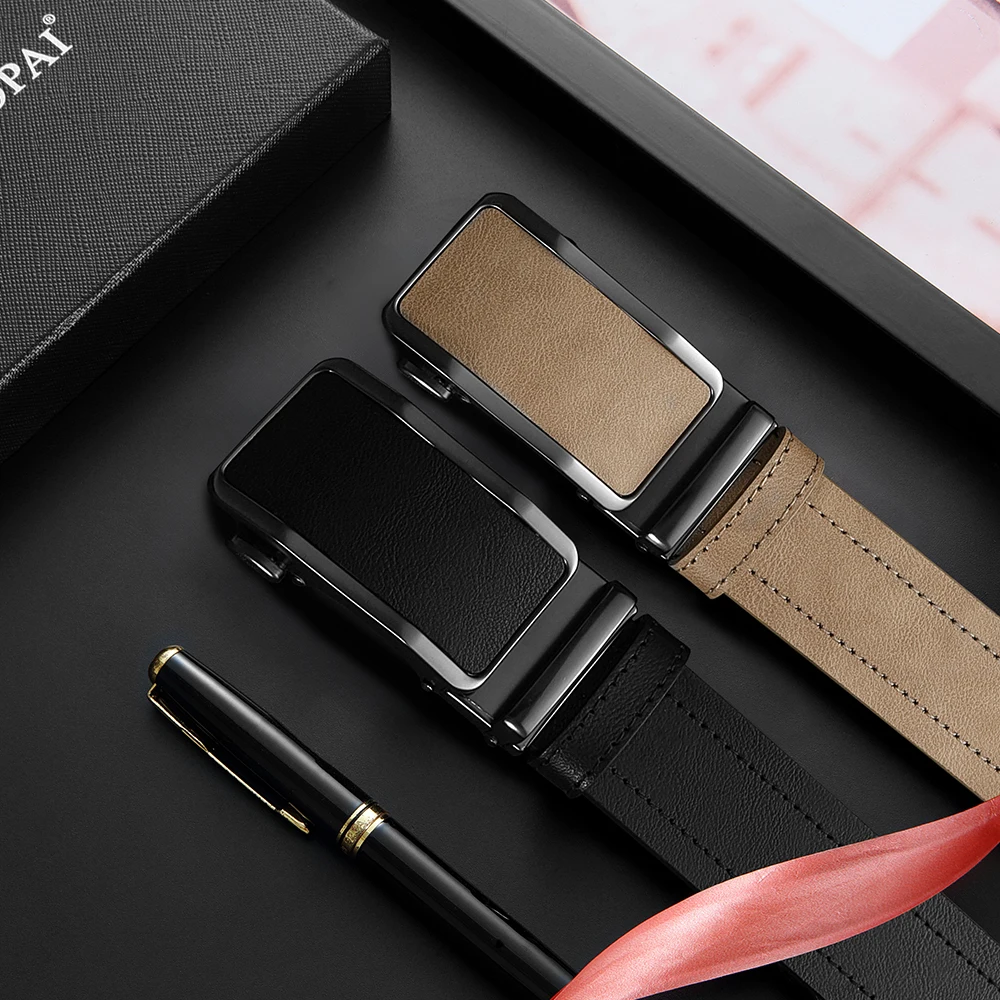 Automatic Buckle Belt for Men Famous Brand Business Belt Men High-quality PU Leather Waist Straps Black Male Jeans Belts for Men