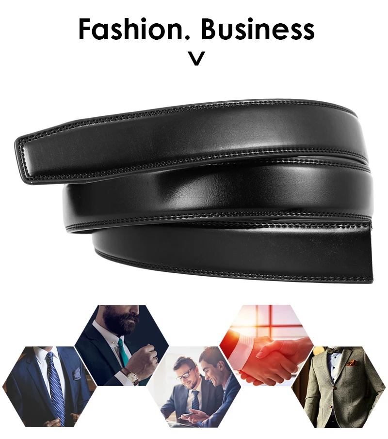 VATLTY New 3.0cm Men's Genuine Leather Belt Without Buckle Natural Cowhide Non-porous Belt Trousers Brown Belt Girdles Male