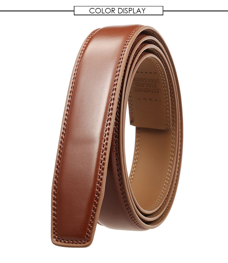 VATLTY New 3.0cm Men's Genuine Leather Belt Without Buckle Natural Cowhide Non-porous Belt Trousers Brown Belt Girdles Male