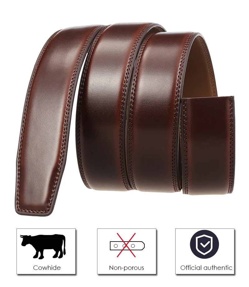 VATLTY New 3.0cm Men's Genuine Leather Belt Without Buckle Natural Cowhide Non-porous Belt Trousers Brown Belt Girdles Male