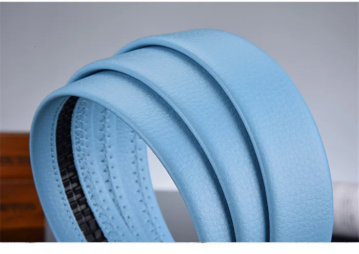 Men and Women Sky-blue Automatic Buckle Belt 2026 New Fashion Male Business Leisure Belt Bandwidth 3CM & 3.5CM