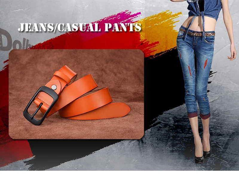 VATLTY Stylish Leather Belt for Women Matte Alloy Buckle Natural Cowhide 2.8cm Ladies Belt Jeans Brown Trousers Belt Female