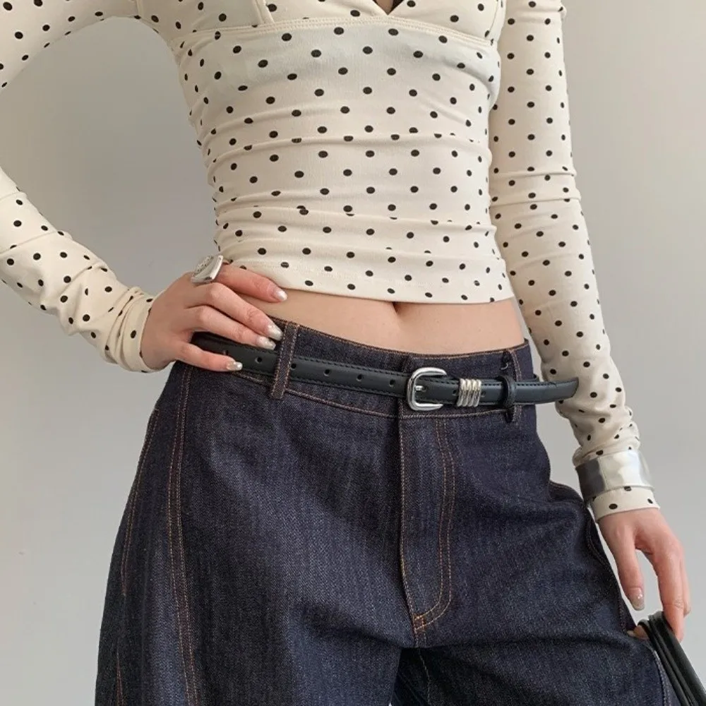 Casual Y2k Women's Belt Thin PU Leather Waist Belt Korean Style Red Dress Jeans Belt Spicy Girls