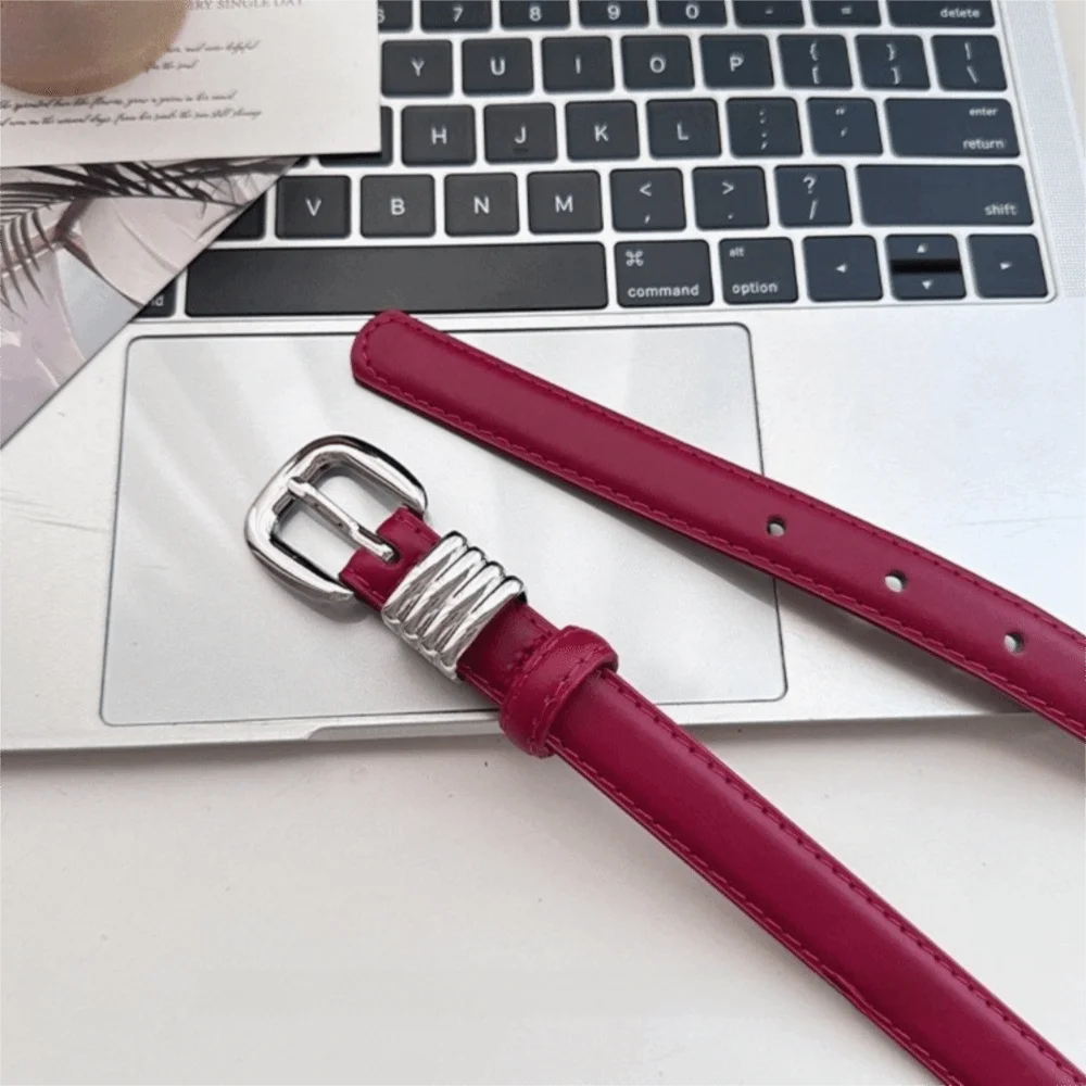 Casual Y2k Women's Belt Thin PU Leather Waist Belt Korean Style Red Dress Jeans Belt Spicy Girls