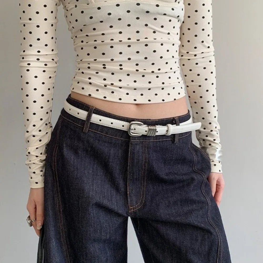 Casual Y2k Women's Belt Thin PU Leather Waist Belt Korean Style Red Dress Jeans Belt Spicy Girls