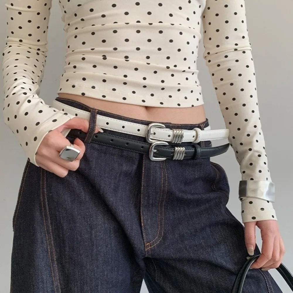 Casual Y2k Women's Belt Thin PU Leather Waist Belt Korean Style Red Dress Jeans Belt Spicy Girls