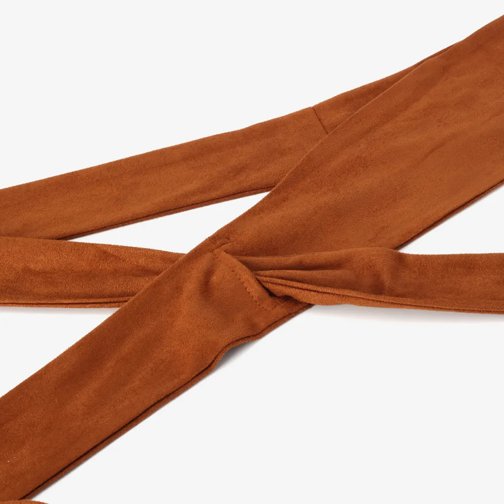 Helisopus  New Suede Belts for Women Corset Camel Autumn Winter Waist Belt Female Waistband Solid Bow Tie Wide Belts