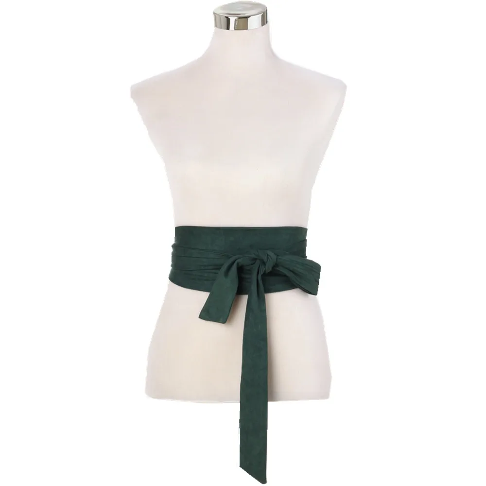 Helisopus  New Suede Belts for Women Corset Camel Autumn Winter Waist Belt Female Waistband Solid Bow Tie Wide Belts