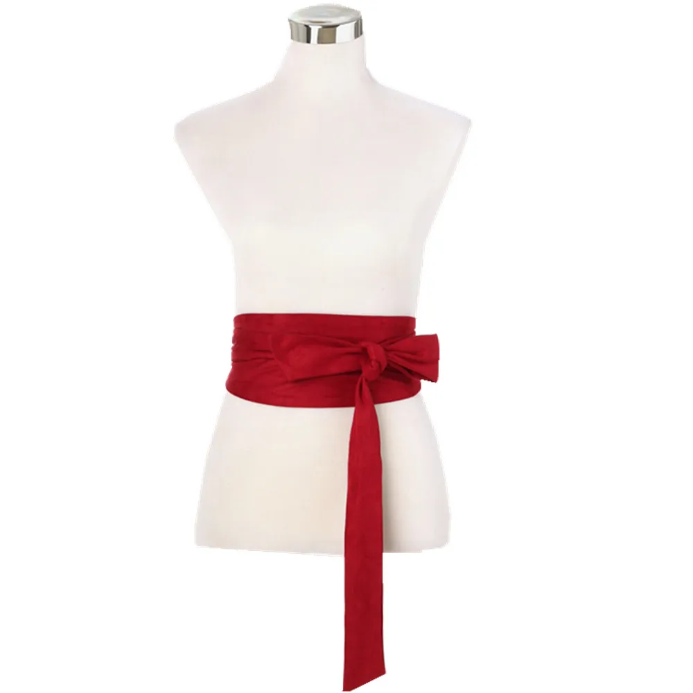 Helisopus  New Suede Belts for Women Corset Camel Autumn Winter Waist Belt Female Waistband Solid Bow Tie Wide Belts