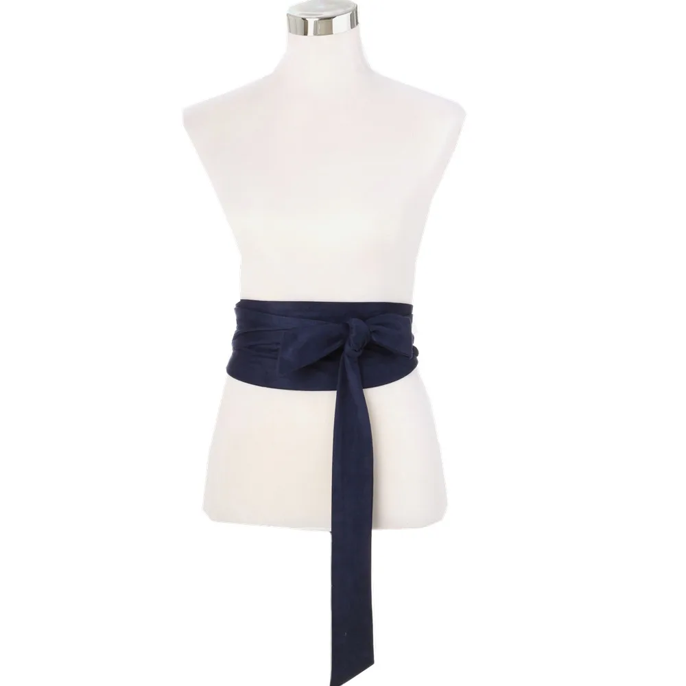 Helisopus  New Suede Belts for Women Corset Camel Autumn Winter Waist Belt Female Waistband Solid Bow Tie Wide Belts