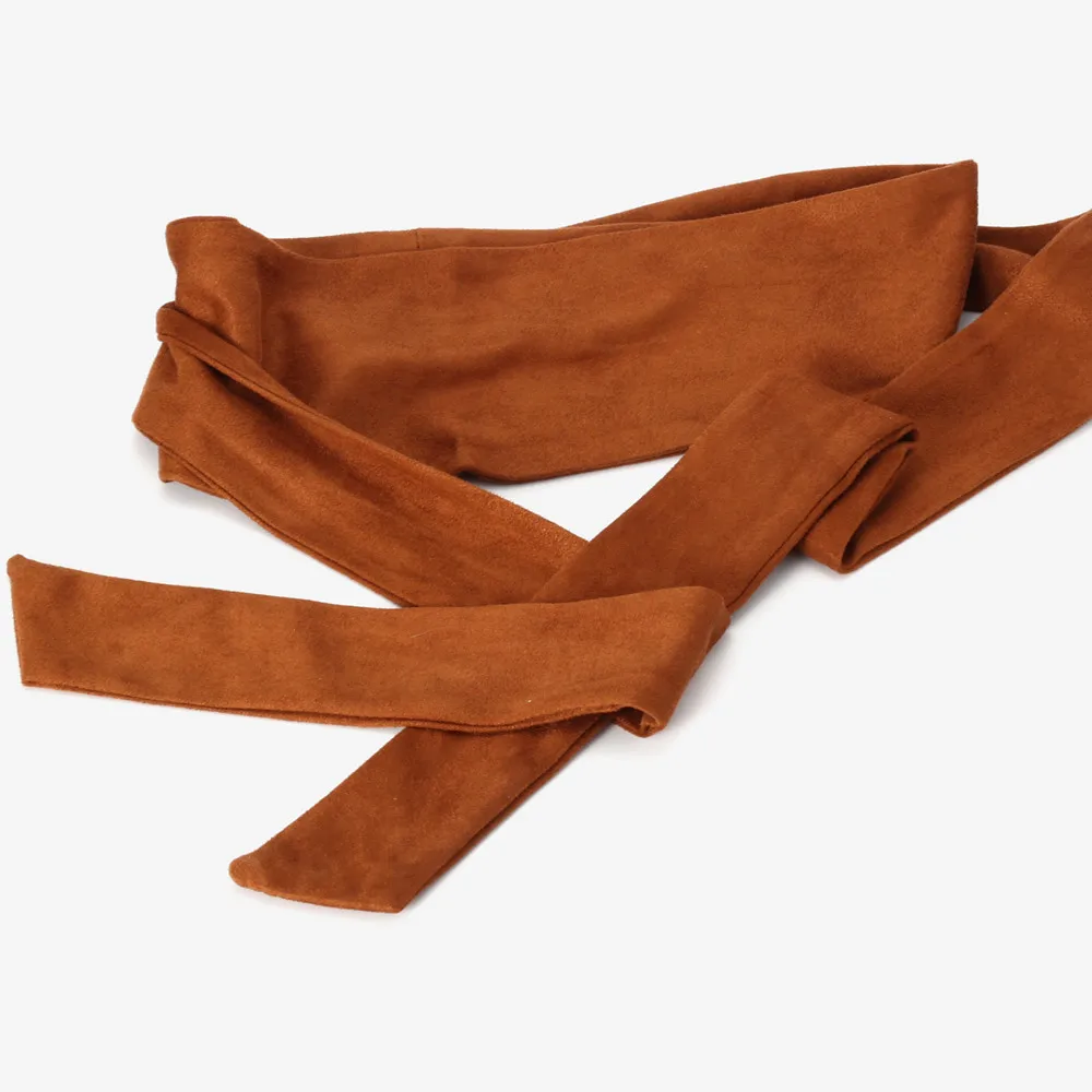 Helisopus  New Suede Belts for Women Corset Camel Autumn Winter Waist Belt Female Waistband Solid Bow Tie Wide Belts