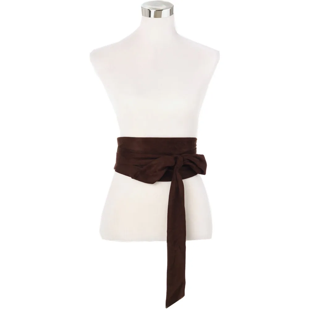 Helisopus  New Suede Belts for Women Corset Camel Autumn Winter Waist Belt Female Waistband Solid Bow Tie Wide Belts