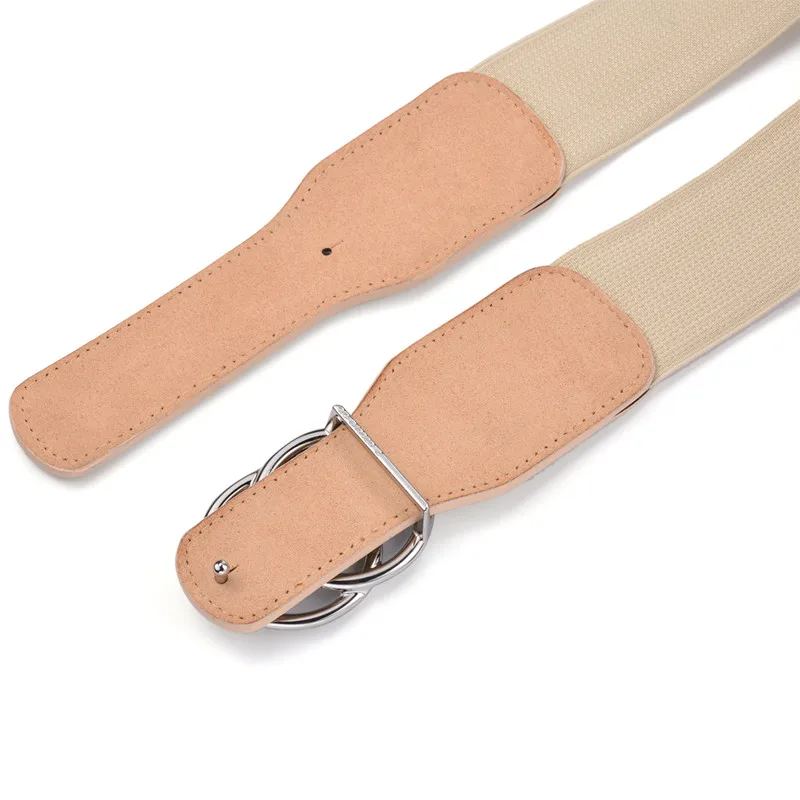 Women's Girdle Elastic Stretch Wide Waist Belts W Double Rings Buckle Cummerbunds Ladies
