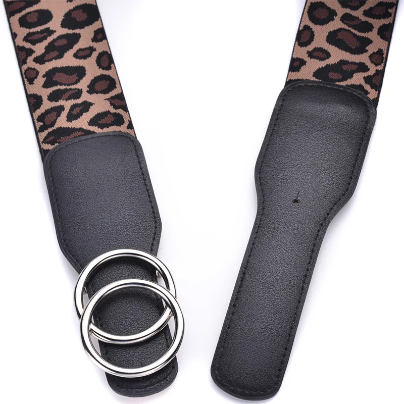 Women's Girdle Elastic Stretch Wide Waist Belts W Double Rings Buckle Cummerbunds Ladies