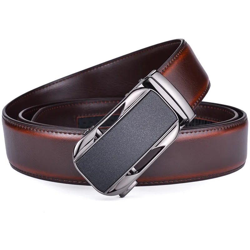 Ratchet Dress Genuine Leather Belts for Men with Automatic Buckle
