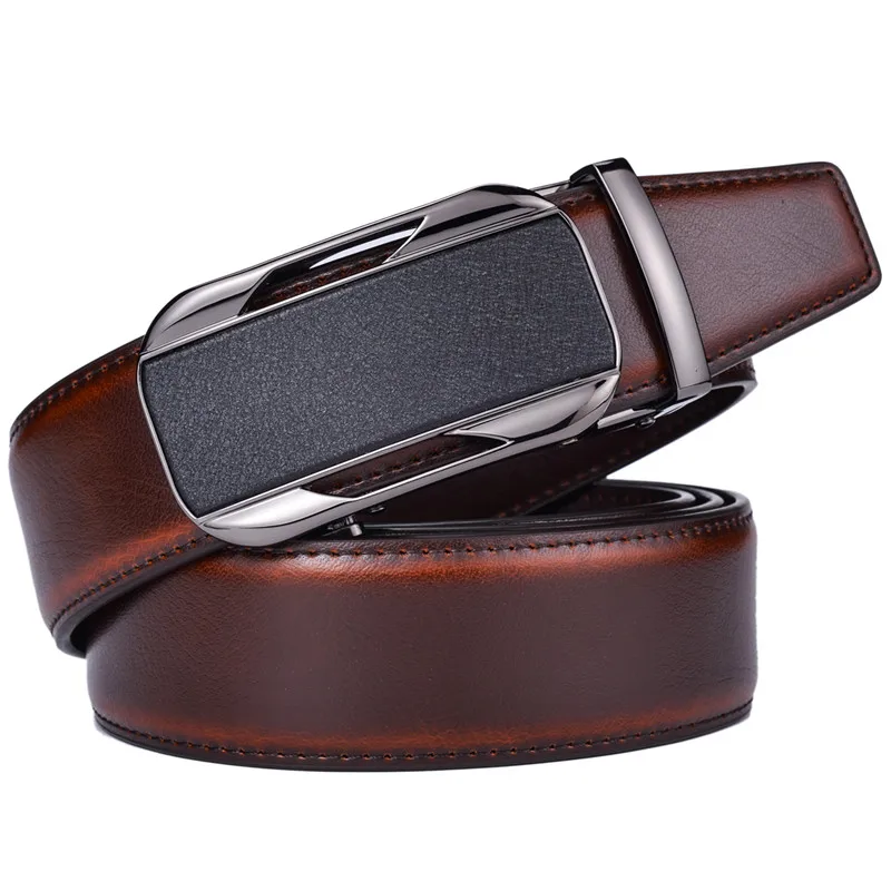 Ratchet Dress Genuine Leather Belts for Men with Automatic Buckle