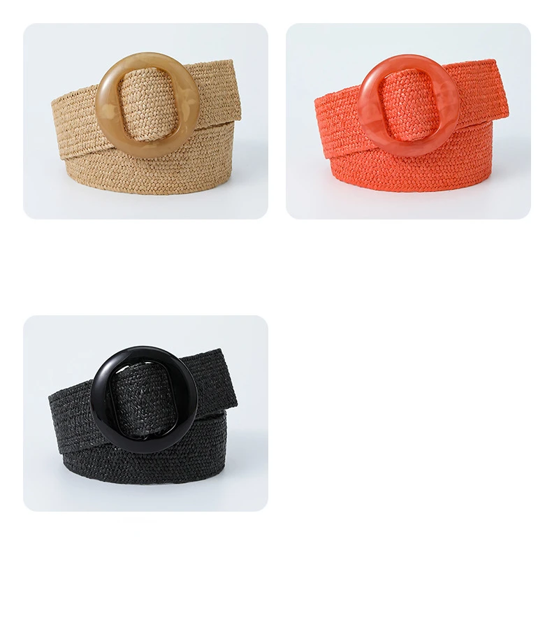 Green Black Yellow Vintage Braided Waist Belt Female Belt Round Buckle Wide Style Elasticity Belt for Women Clothing Accessories