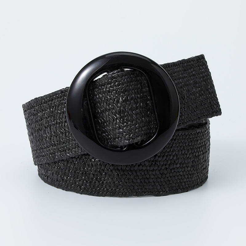Green Black Yellow Vintage Braided Waist Belt Female Belt Round Buckle Wide Style Elasticity Belt for Women Clothing Accessories
