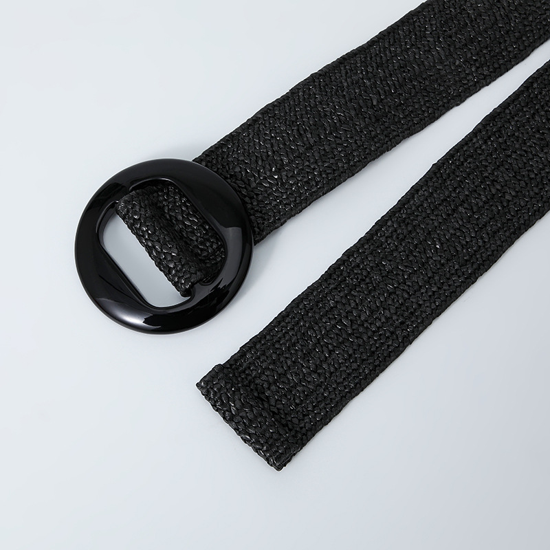 Green Black Yellow Vintage Braided Waist Belt Female Belt Round Buckle Wide Style Elasticity Belt for Women Clothing Accessories