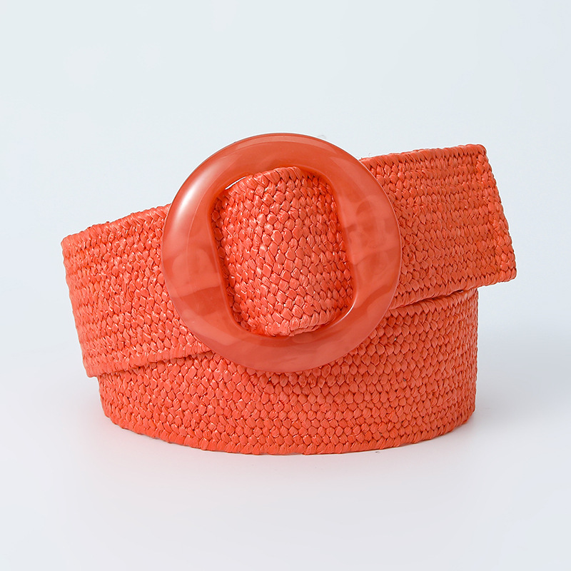 Green Black Yellow Vintage Braided Waist Belt Female Belt Round Buckle Wide Style Elasticity Belt for Women Clothing Accessories