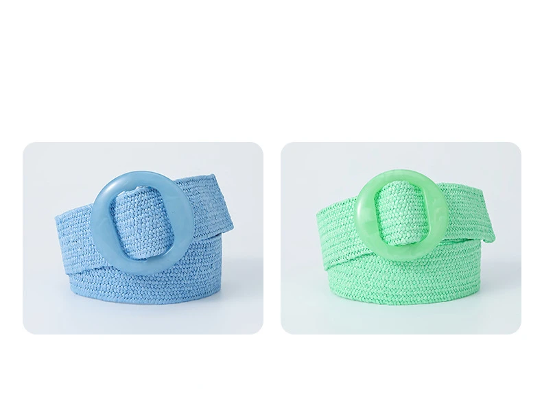 Green Black Yellow Vintage Braided Waist Belt Female Belt Round Buckle Wide Style Elasticity Belt for Women Clothing Accessories