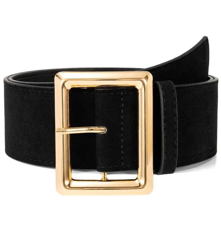 Maikun Wide Suede Belts For Women Ladies Chunky Waistband Fashion For Dress with Gold Buckle