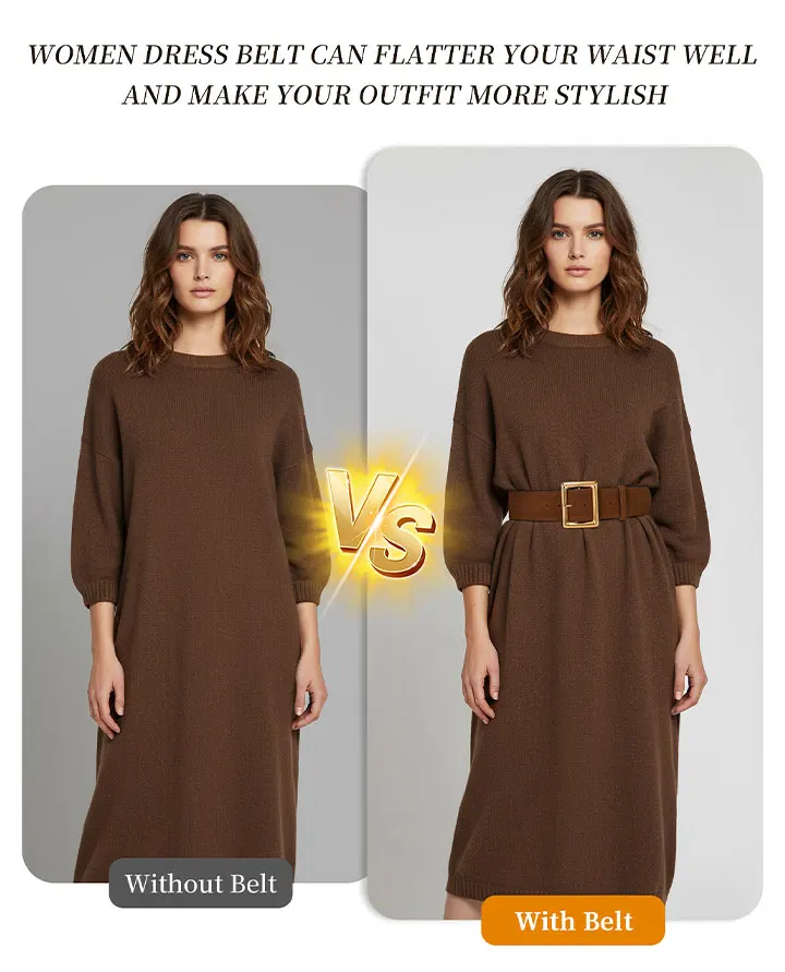 Maikun Wide Suede Belts For Women Ladies Chunky Waistband Fashion For Dress with Gold Buckle