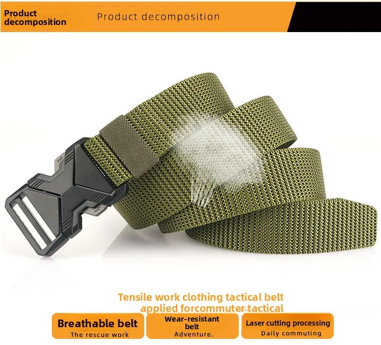 Men's Tactical Belt Nylon Braided Outdoor Training Military Belt Canva Casual Mountainee Trouser Pants Jeans Buckle Waist Belt